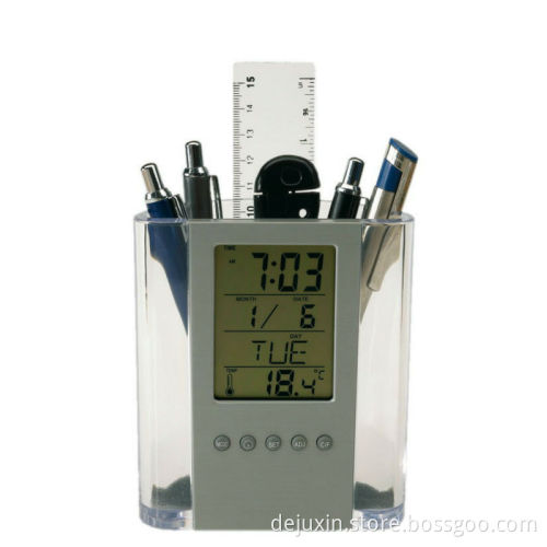 Factory supply pen holder led clock for gift item